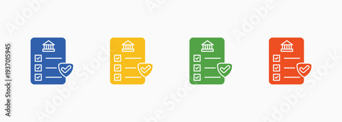Policy Icon Set Color Multiple Style Collection Element For Design