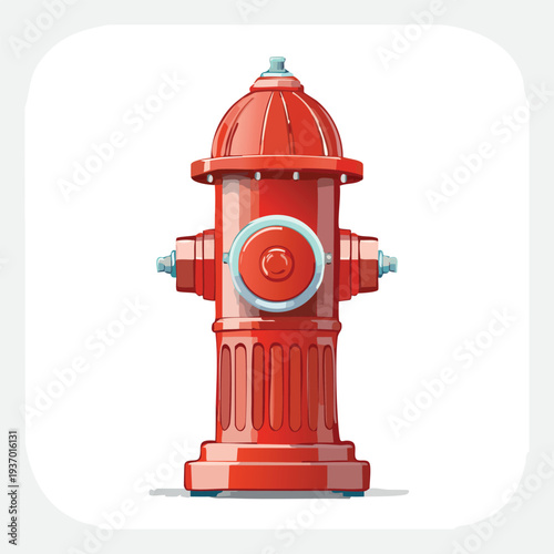 Vibrant red fire hydrant illustration isolated on white