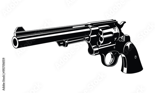 Vintage revolver vector gun illustration with old weapon isolated on background