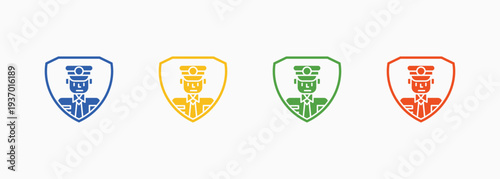 Guarding Icon Set Color Multiple Style Collection Element For Design