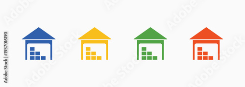 Storage Icon Set Color Multiple Style Collection Element For Design
