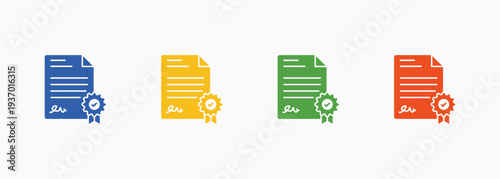Certification Icon Set Color Multiple Style Collection Element For Design