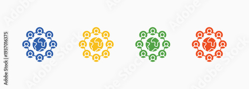Networking Icon Set Color Multiple Style Collection Element For Design