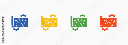 Planning Icon Set Color Multiple Style Collection Element For Design