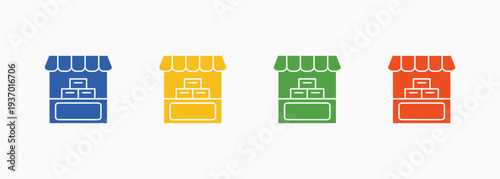 Market Icon Set Color Multiple Style Collection Element For Design