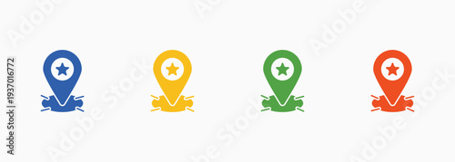 Positioning Icon Set Color Multiple Style Collection Element For Design