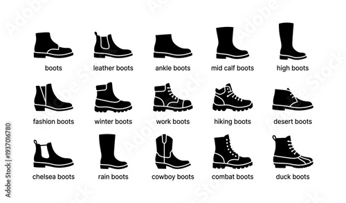 Variety of boot styles: ankle, mid-calf, high, chelsea, cowboy, and more