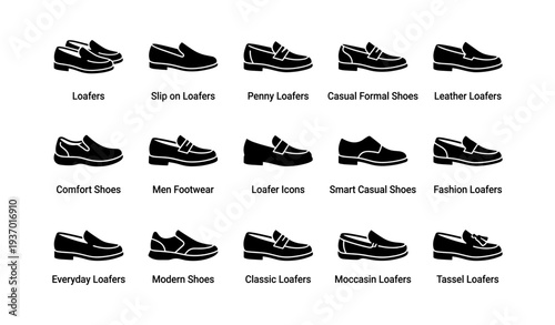Collection of various men's loafer shoe silhouettes featuring classic and modern designs