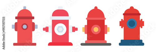 Fire Hydrant Safety Icon Set – Black and White Solid Glyph Vector Illustration Isolated on White Background