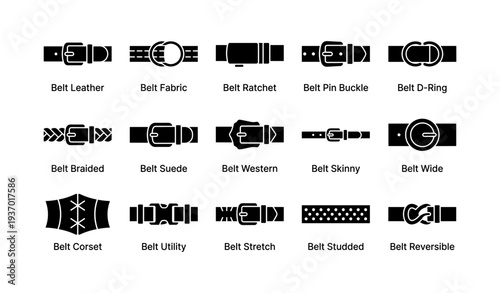 Various belt types and buckle styles collection