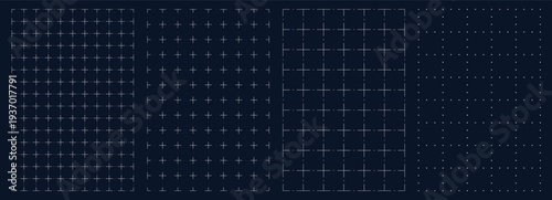 Set of black grid paper background. Blueprint base, notebook sheets, paper for school notes. Background with square grid. Editable stroke