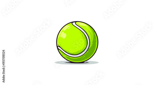 A vibrant, detailed illustration of a tennis ball with a shadow, set against a pure white background