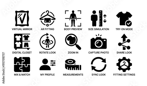 Virtual fitting icons: try-on mode and augmented reality features