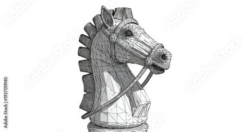 Chess knight piece game strategy technical sketch