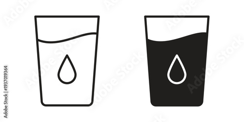 Water glass icon vector illustrations. vector glyph flat icons