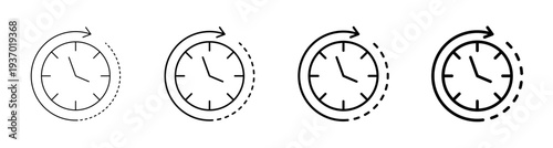 Clock minutes and Time Management Line Art Icon Vector Illustration