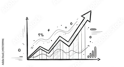 Business growth upward arrow analytics sketch