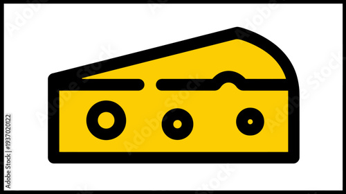 A yellow, triangular slice of food, rendered with a simple graphic style and holes