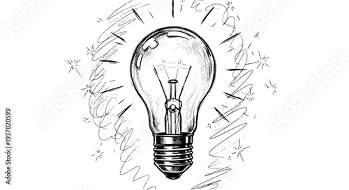 Electric light bulb energy innovation sketch