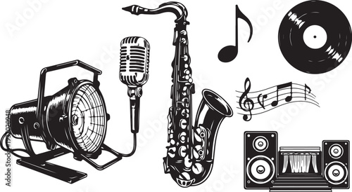 Music equipment and instruments for jazz and blues performance