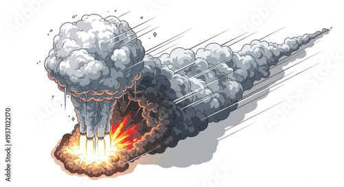 Rocket Launch Explosion Smoke Cloud