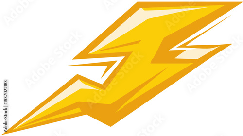 A stylized illustration of a yellow lightning bolt against a white background, with defined edges