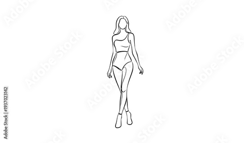 Elegant woman sitting pose continuous line art female body outline minimalist vector illustration