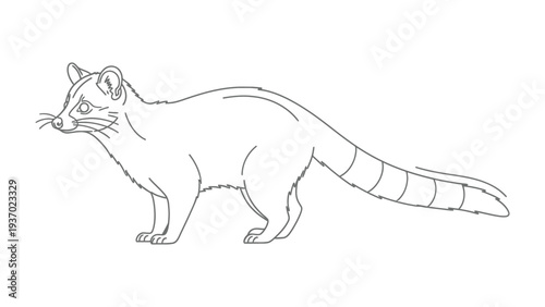 Civet Outline in the wilderness: A detailed outline of a Civet, a fascinating creature of the wild, standing alert and proud.