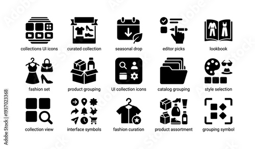 Fashion and product ui icons for collections, curation, and seasonal drops