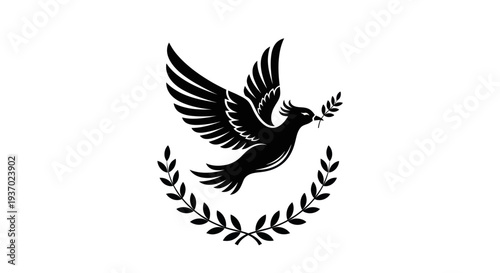 Flying dove with olive branch vector