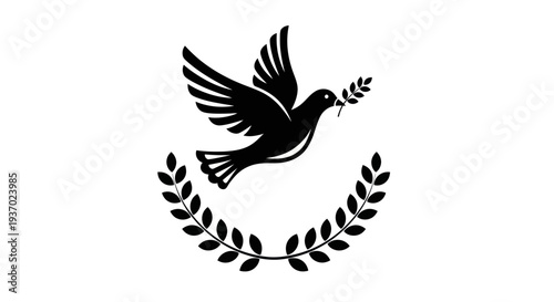 Flying dove with olive branch vector