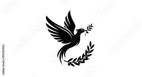 Flying dove with olive branch vector