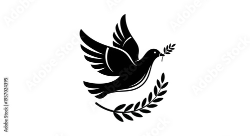 Flying dove with olive branch vector