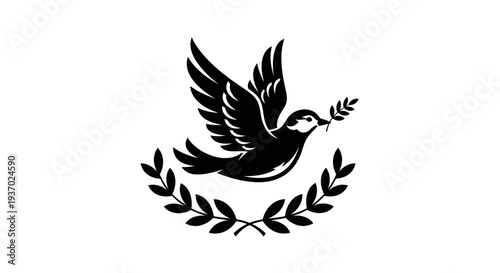 Flying dove with olive branch vector