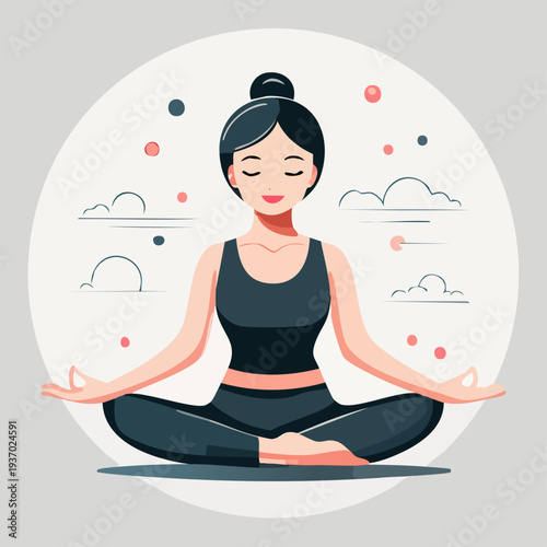 Peaceful Woman Practicing Yoga and Meditation for Inner Balance.