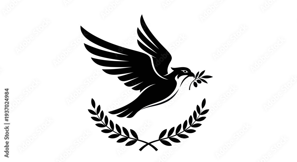 Obraz premium Flying dove with olive branch vector