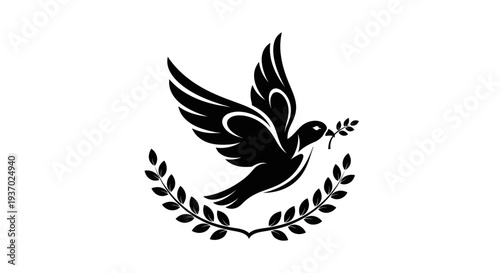 Flying dove with olive branch vector
