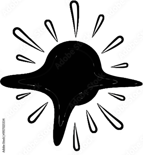 A black blob with starburst lines emanating from it