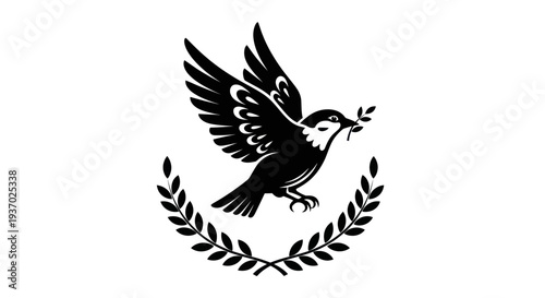 Flying dove with olive branch vector