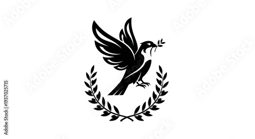 Flying dove with olive branch vector