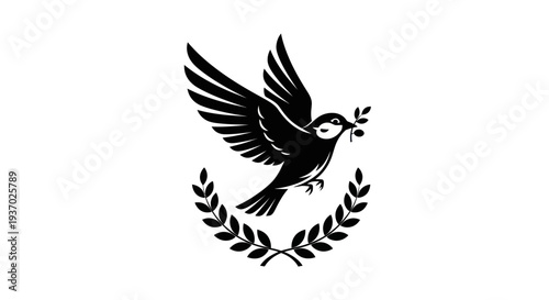 Flying dove with olive branch vector
