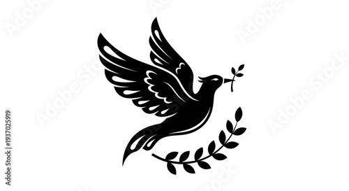 Flying dove with olive branch vector