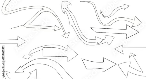 A collection of hand-drawn arrows pointing in various directions against a white background