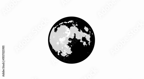 Stylized, abstract representation of the moon with dark, textured lunar features