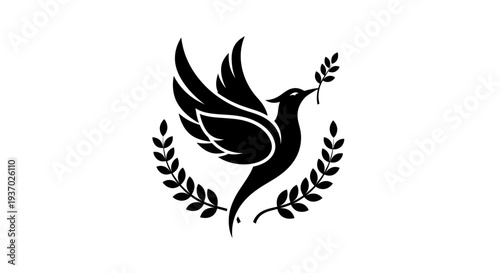 Flying dove with olive branch vector