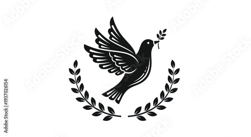 Flying dove with olive branch vector