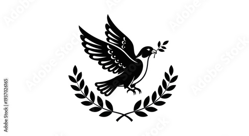 Flying dove with olive branch vector