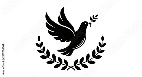 Flying dove with olive branch vector