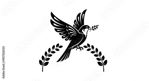 Flying dove with olive branch vector