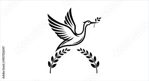 Flying dove with olive branch vector